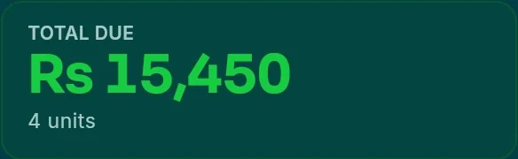 The counter's total in KulHisab: Rs 15,450, 4 units